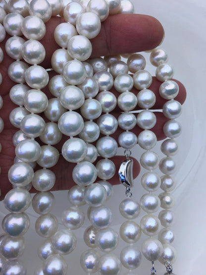 17.5 inches AA+ 9-11mm white near round freshwater Pearl necklace,genuine freshwater Pearl necklace, Natural Pearl Necklace,NPN1-063