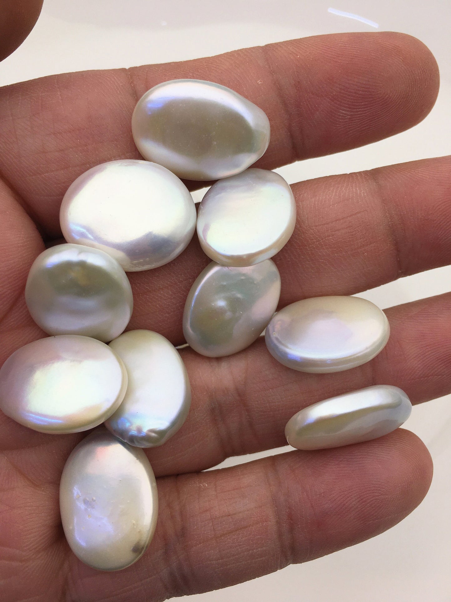 1pc AAA 15x20mm Big White ellipse Freshwater Pearl,no hole,ZS-119-13