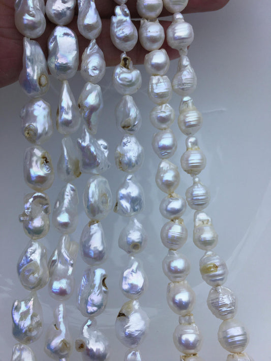 6 strands 15.5'' A- 8-11mm white flame ball pearl,FL15-2A-5-88