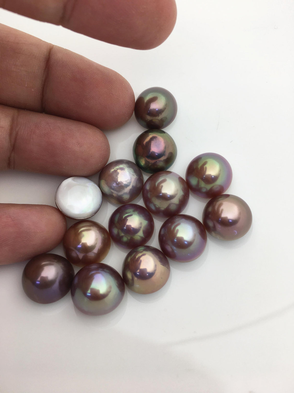 13pcs AAA 13-14mm Baroque Mabe Natural Purple Rainbow Freshwater Pearls,no hole,MB-T74