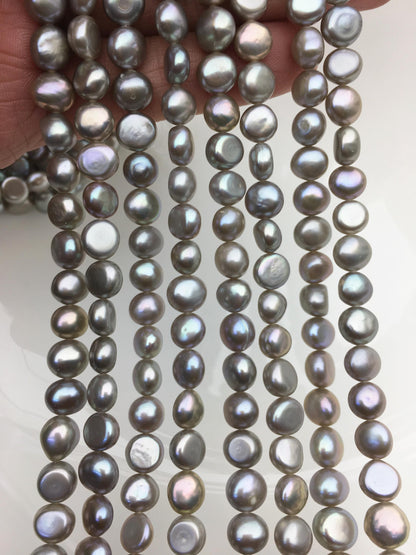 AAA 7-8mm gray nugget freshwater pearls,irregular nugget freshwater pearl strand,LM7-T8
