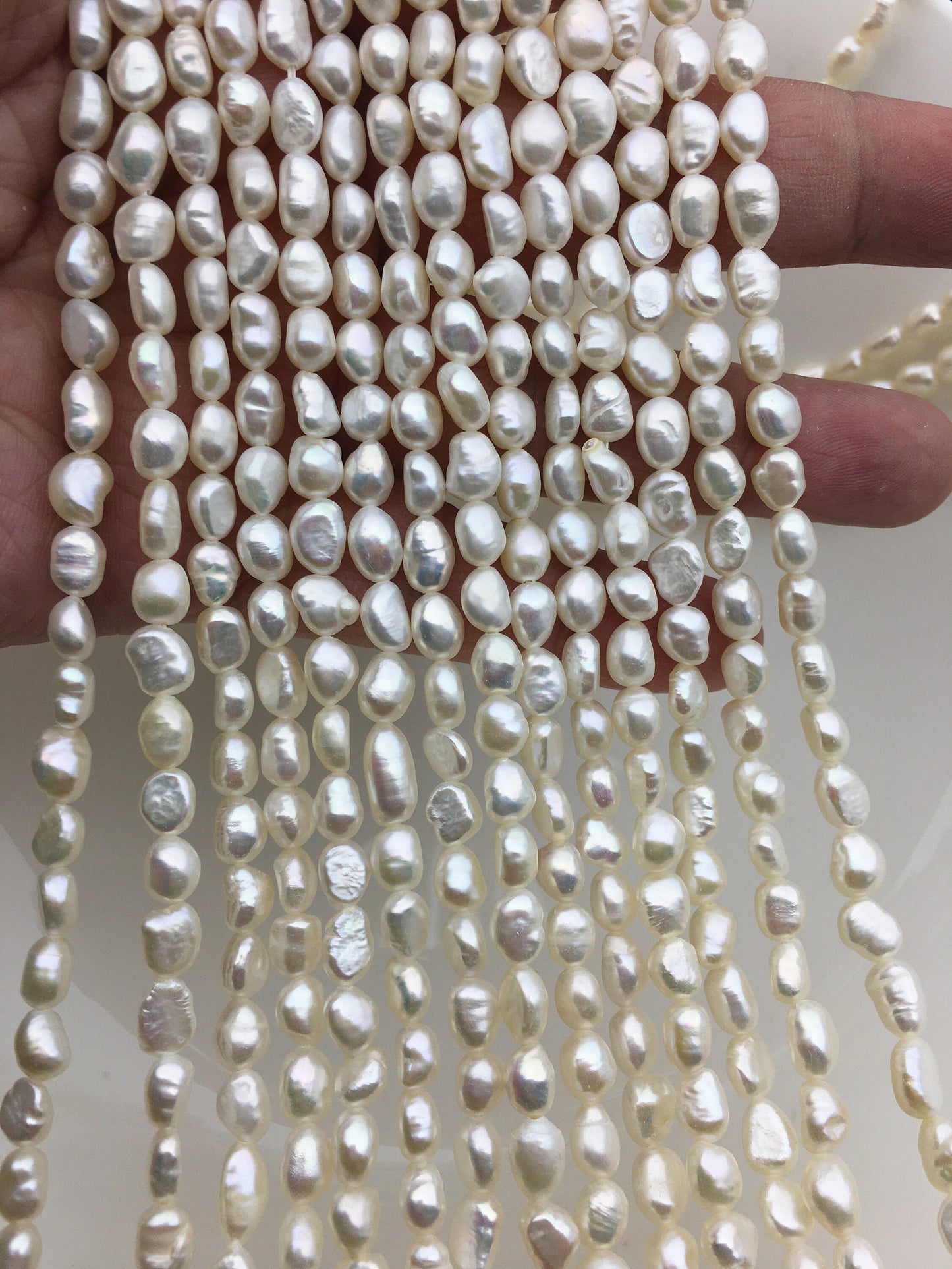 AA+ 5-6mm white nugget freshwater pearls,irregular nugget freshwater pearl strand,cheap price,pearl factory china,LM5-3A-5