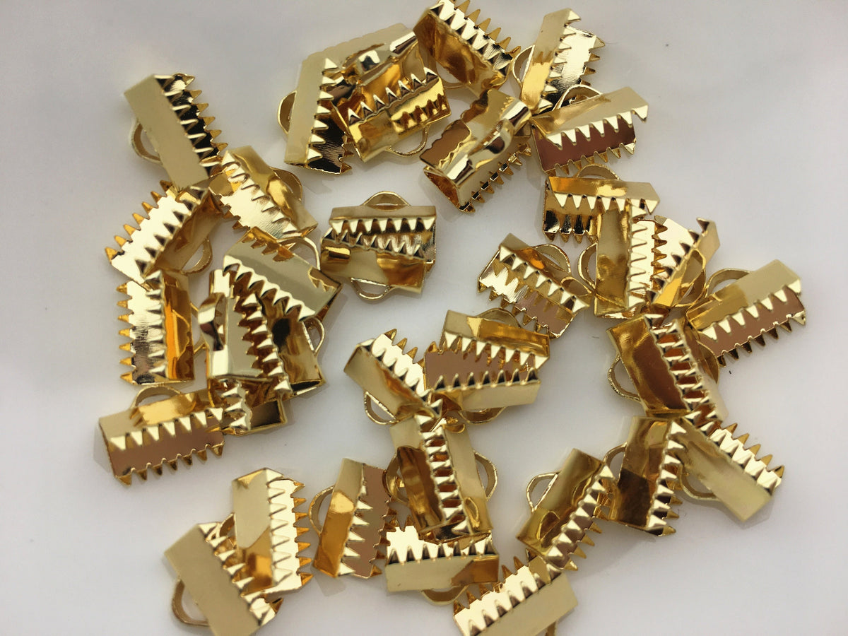 20pcs 6mmx10mm leather cord bracelet necklace Clip,copper palted 18k gold, AAL-003-22