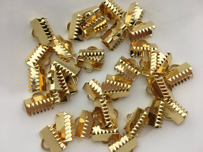 20pcs 6mmx10mm leather cord bracelet necklace Clip,copper palted 18k gold, AAL-003-22