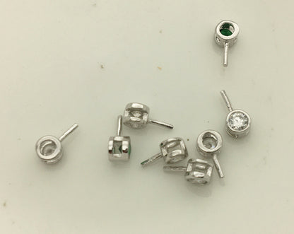4pcs 4x7mm White/Green Stone S925 sterling silver pendant, for pendant,ASL-P-011
