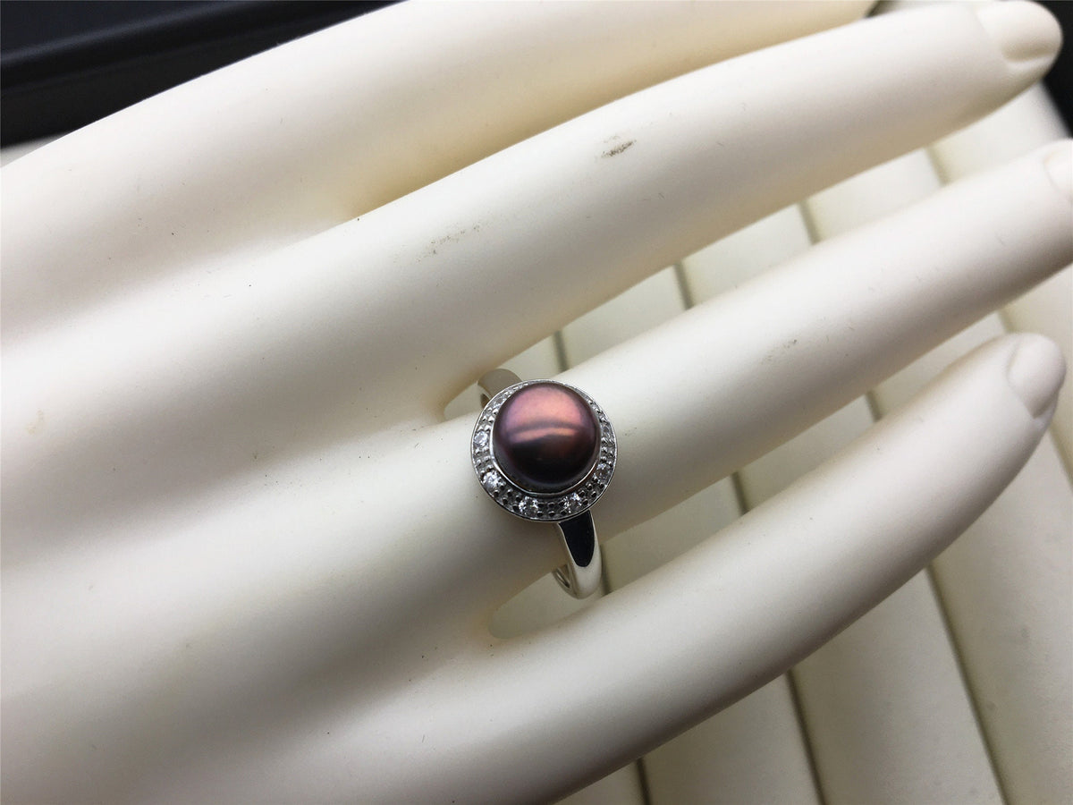 Black Rainbow Freshwater pearl ring,S925 sterling silver ring,cz diamond wedding rings,bridal ring,anniversary rings,R1-035