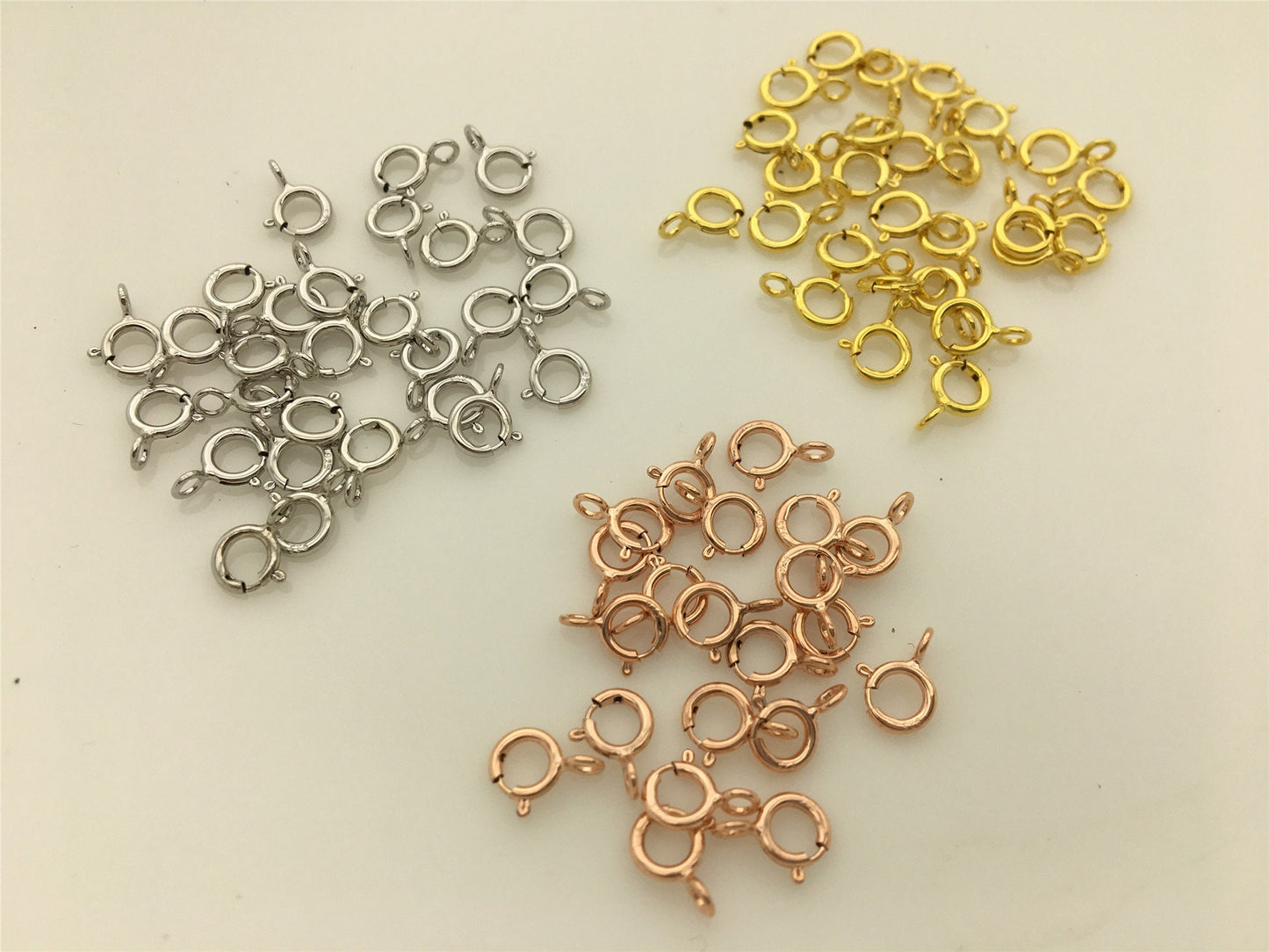 10pcs 5mmx8mm Sterling Silver Clasp Spring Ring clasp Closed Loop clasp,White yellow Rose Gold clasp,ASL-CL-017