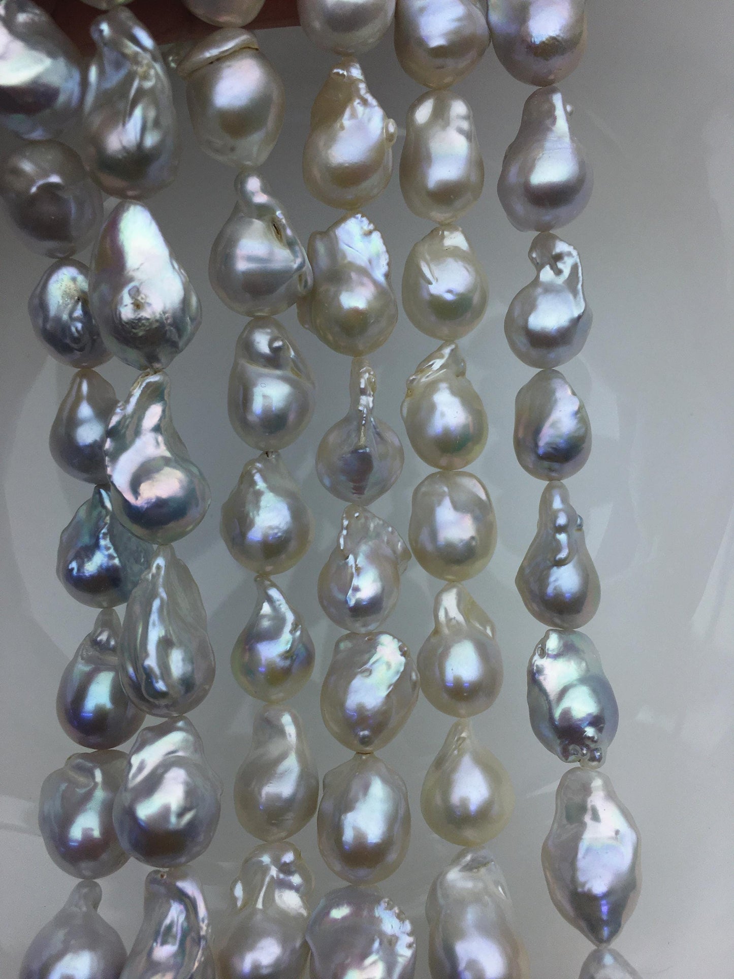 15.5'' AAA- 12-15mm Natural White flame ball pearl,FL15-3A-7-35