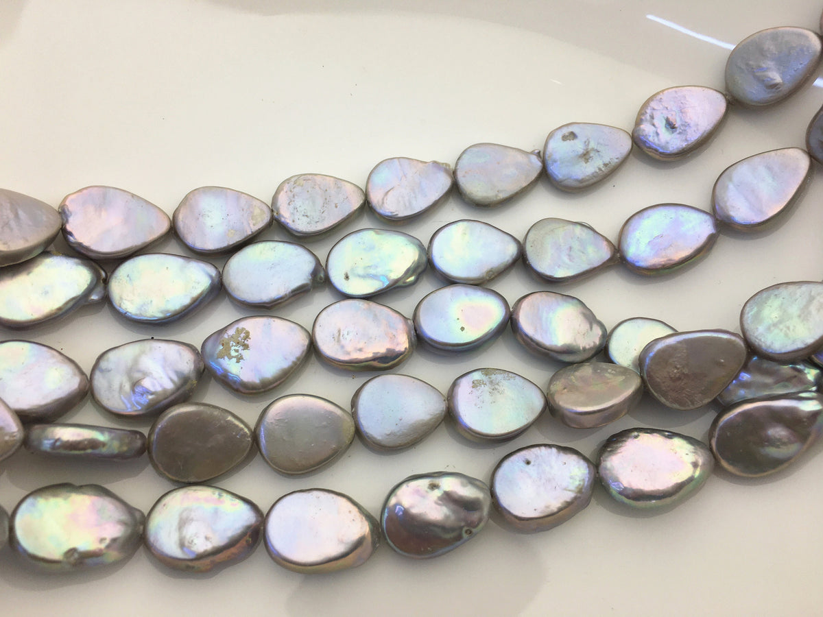 AA 13-14mm Gray Drop Coin freshwater pearls,diy bead,flat round pearl bead,ZS-T49