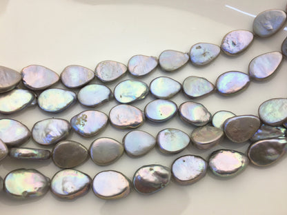 AA 13-14mm Gray Drop Coin freshwater pearls,diy bead,flat round pearl bead,ZS-T49