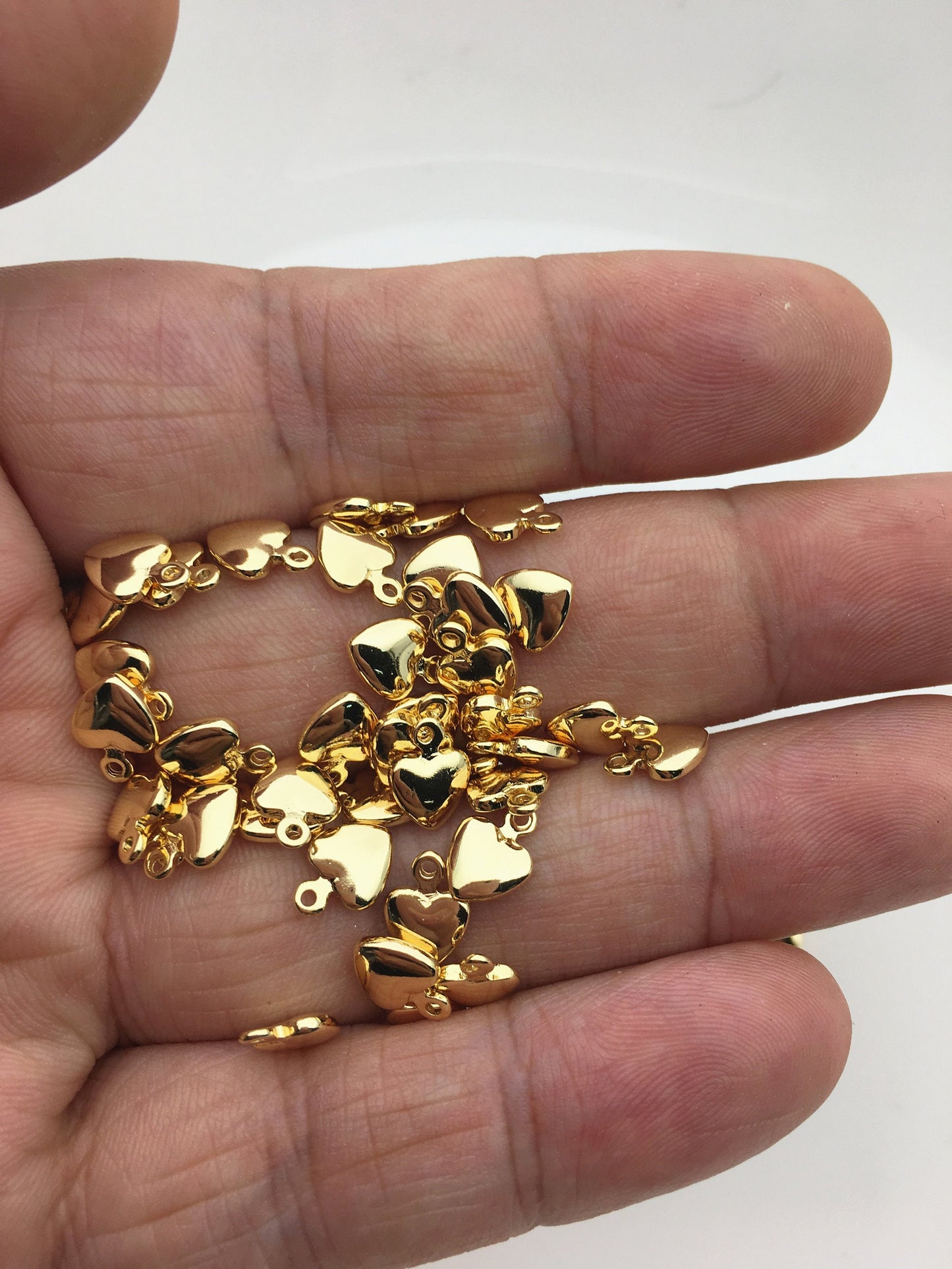 30pcs 6.5mm Yellow Gold Heart for DIY,copper plated 18k gold for make necklace,AAL-003-10