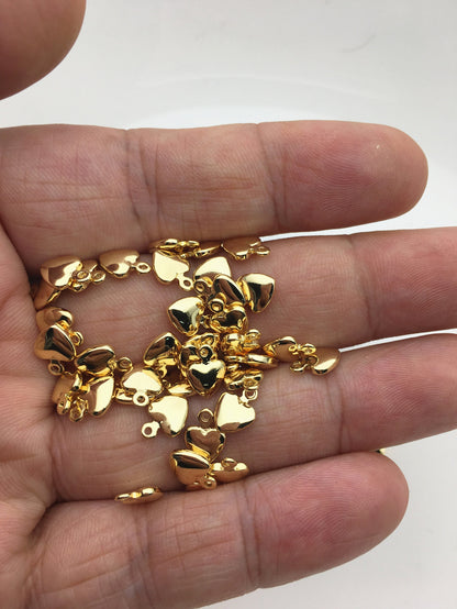 30pcs 6.5mm Yellow Gold Heart for DIY,copper plated 18k gold for make necklace,AAL-003-10