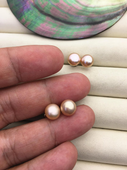 1 pair AAA 8.5-9mm Natural Rainbow Pearl Stud Earrings,pearl earrings,S925 Sterling Silver,Wedding,classic pearl studs,SE1-T21