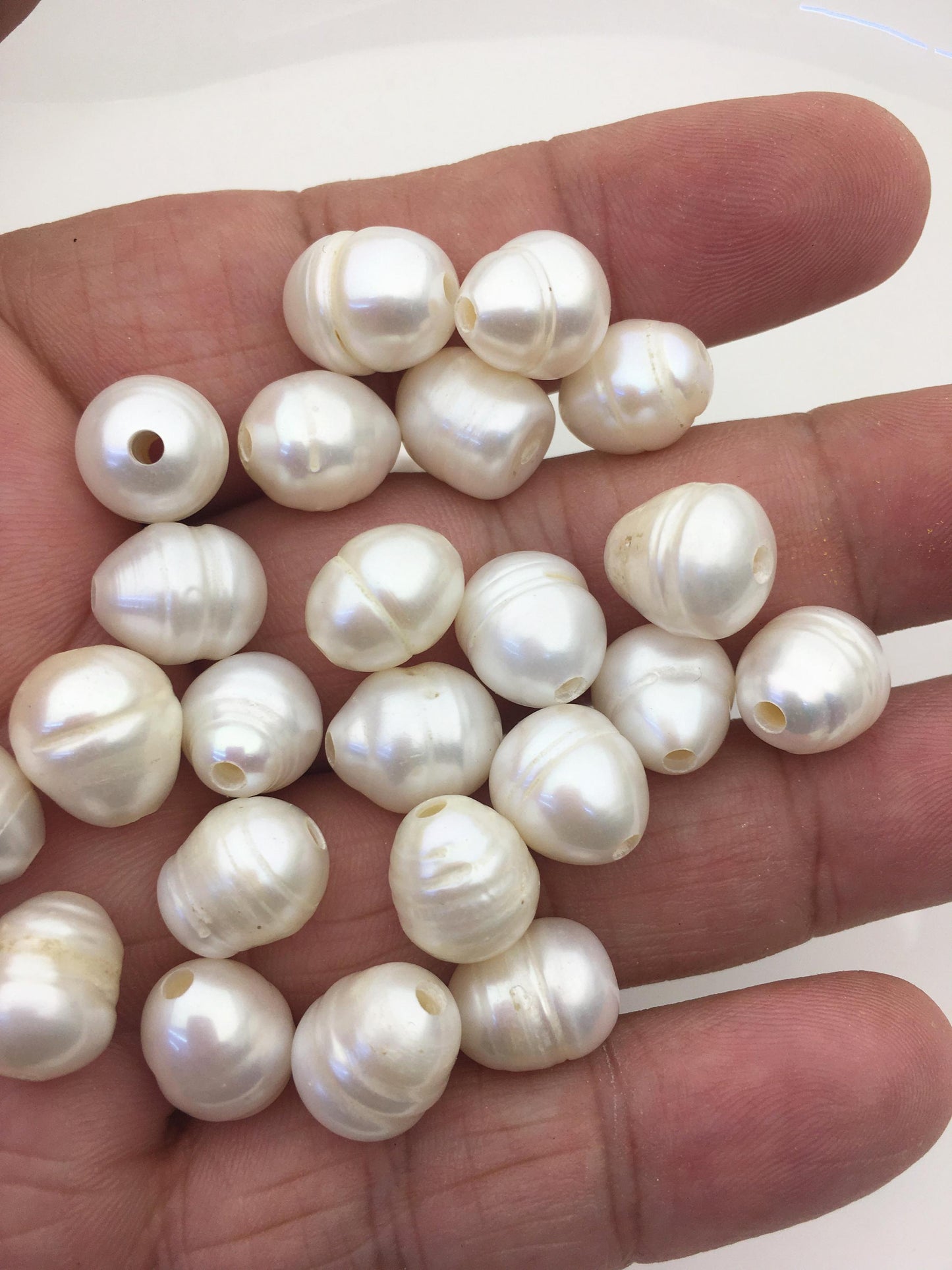 20pcs AA 10.2-11.2mm white teardrop freshwater pearls,2.2mm large hole,LR11-T6