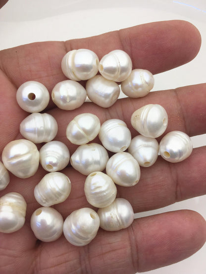 20pcs AA 10.2-11.2mm white teardrop freshwater pearls,2.2mm large hole,LR11-T6