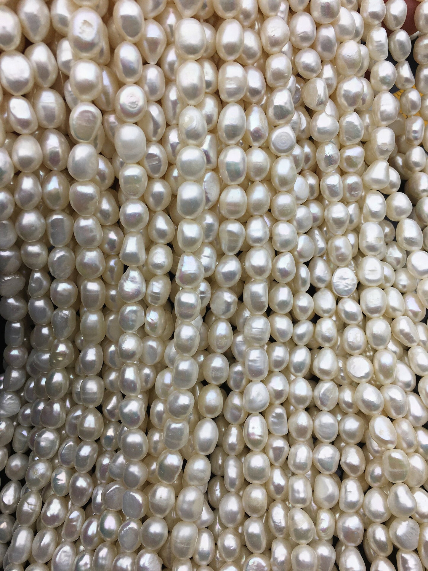 AAA- 7.4-8.4mm white nugget freshwater pearls,white cultured freshwater baroque pearl bead string,LM8-3A-12
