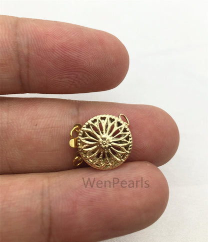 Two Strand Pearl Clasp, 14k Gold Filled Round Filigree Clasp-12.5mm,wholesale price,AGF-CL-002