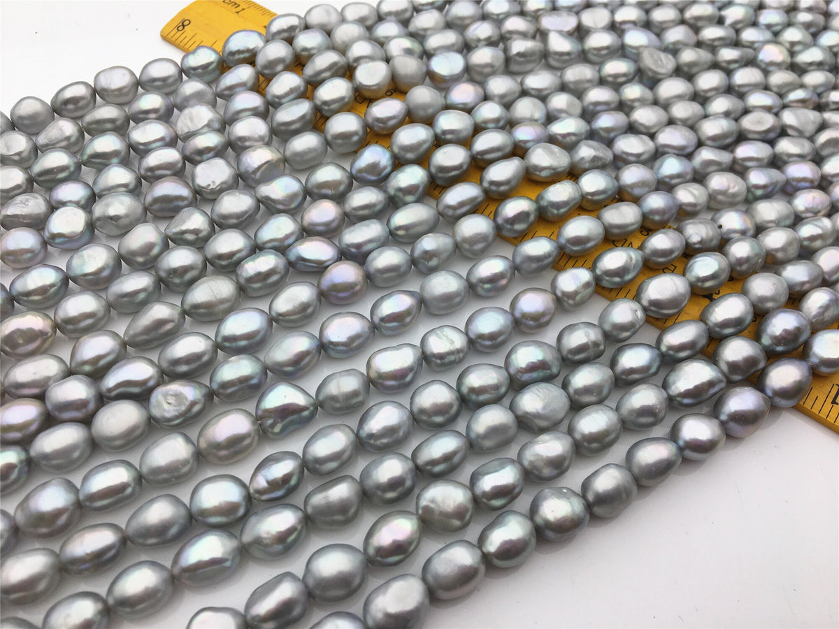 AAA 8.3-9.2mm gray nugget freshwater pearls,Irregular Beads for Pearl Necklace bracelet,gray baroque pearl strand,LM9-3A-31