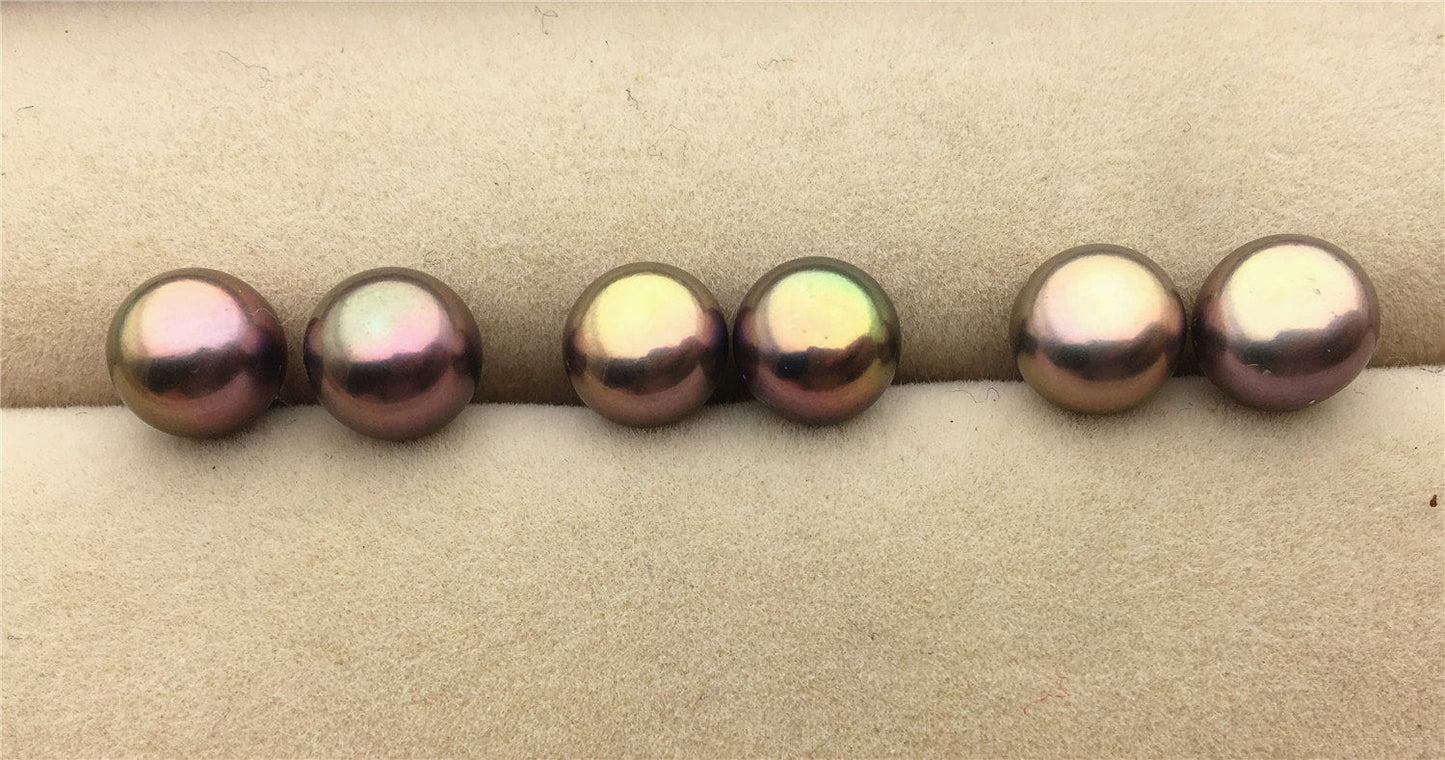 AAA+ 7.5-8.5mm Black Rainbow Pearl Stud Earrings, pearl earrings,S925 Sterling Silver,Wedding,classic pearl studs,SE1-067