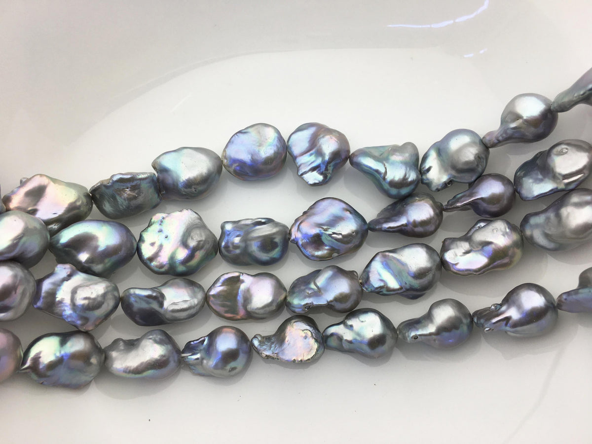 15.5'' AA+ 13-16mm Big Gray flame ball pearl,FL15-2A-5-11
