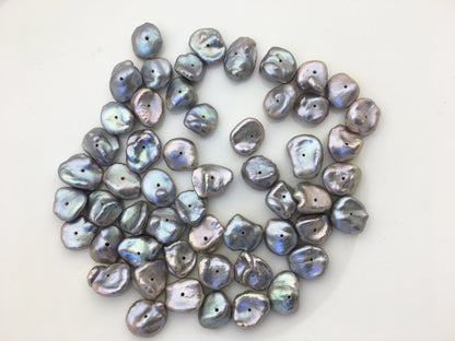 25pcs AA+ 9-10mm Gray Keshi freshwater pearls,center drill,ZS-127-T4