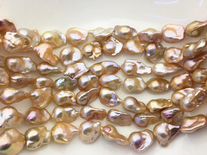 15.5'' AAA 14-18mm natural champagne flame ball pearl,FL15-3A-7-4