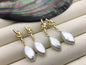 White Natural diamond shape baroque pearl flower stud earrings,wedding pearl earrings,SE3-131-9