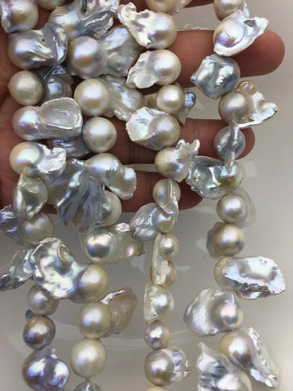 15.5'' A- 12-15mm white flame ball pearl,FL15-2A-5-97