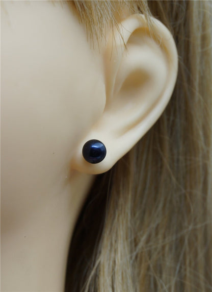 Select 4/5/6/7/8/9/10mm size Black Pearl Stud Earrings,Select Size, AAAA pearl earrings,Sterling Silver,Wedding,classic pearl studs,SE1-017