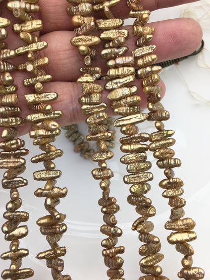 AA 4-5mm brown short Biwa Pearl Necklace,Genuine Fresh Water Pearl,Wedding Necklace,Mothers Day,ZS-80-10-6