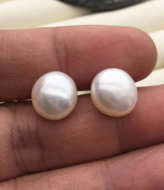AAA 12-12.5mm big white nugget baroque Pearl Stud Earrings,freshwater pearl earrings,Wedding,classic pearl studs,SE1-069-9