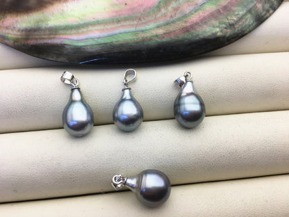 1pc 8-10mm Long Tail Drop Tahitian Pearl Pendant, Sterling silver Pendant,natural color sea pearl,pearl necklace - NC1-024