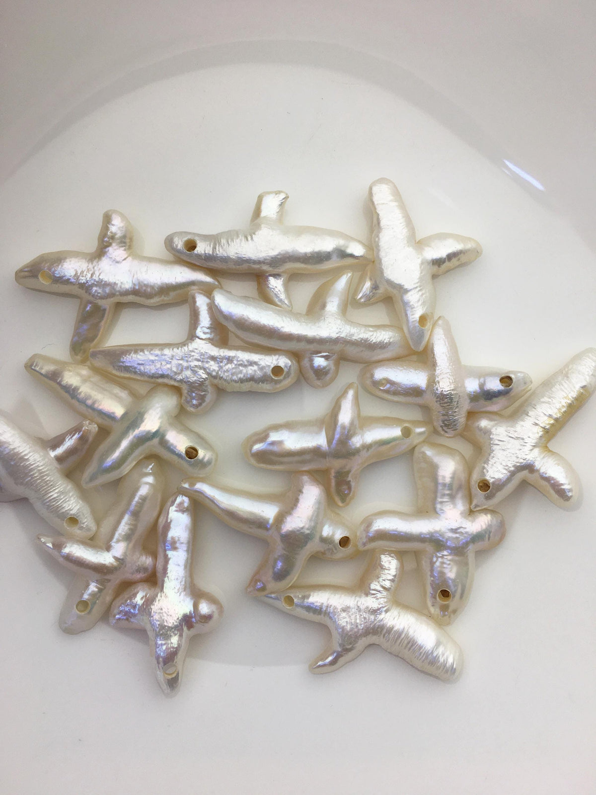 5pcs AAA/AA+ 19-25mm Freshwater Pearl Loose Pearl Bead White Cross Pearl Loose Bead,top large hole,ZS-100-7