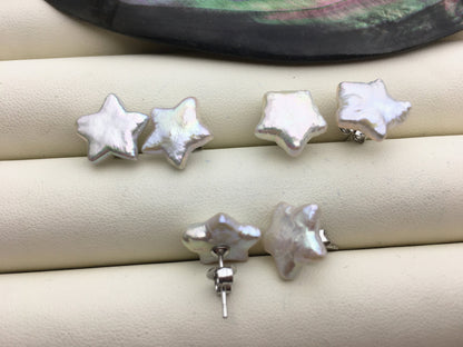 1 pair 11-12mm White Five-point freshwater pearl stud earrings - Freshwater Pearls earrings - SE3-040