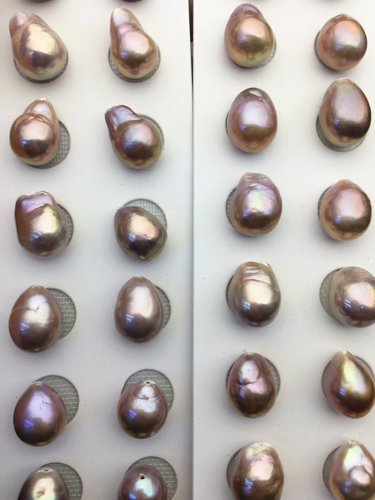 1 pair AAA 11-12mm Purple Rainbow baroque drop edison freshwater pearl Pair,ED11-3A-2-1
