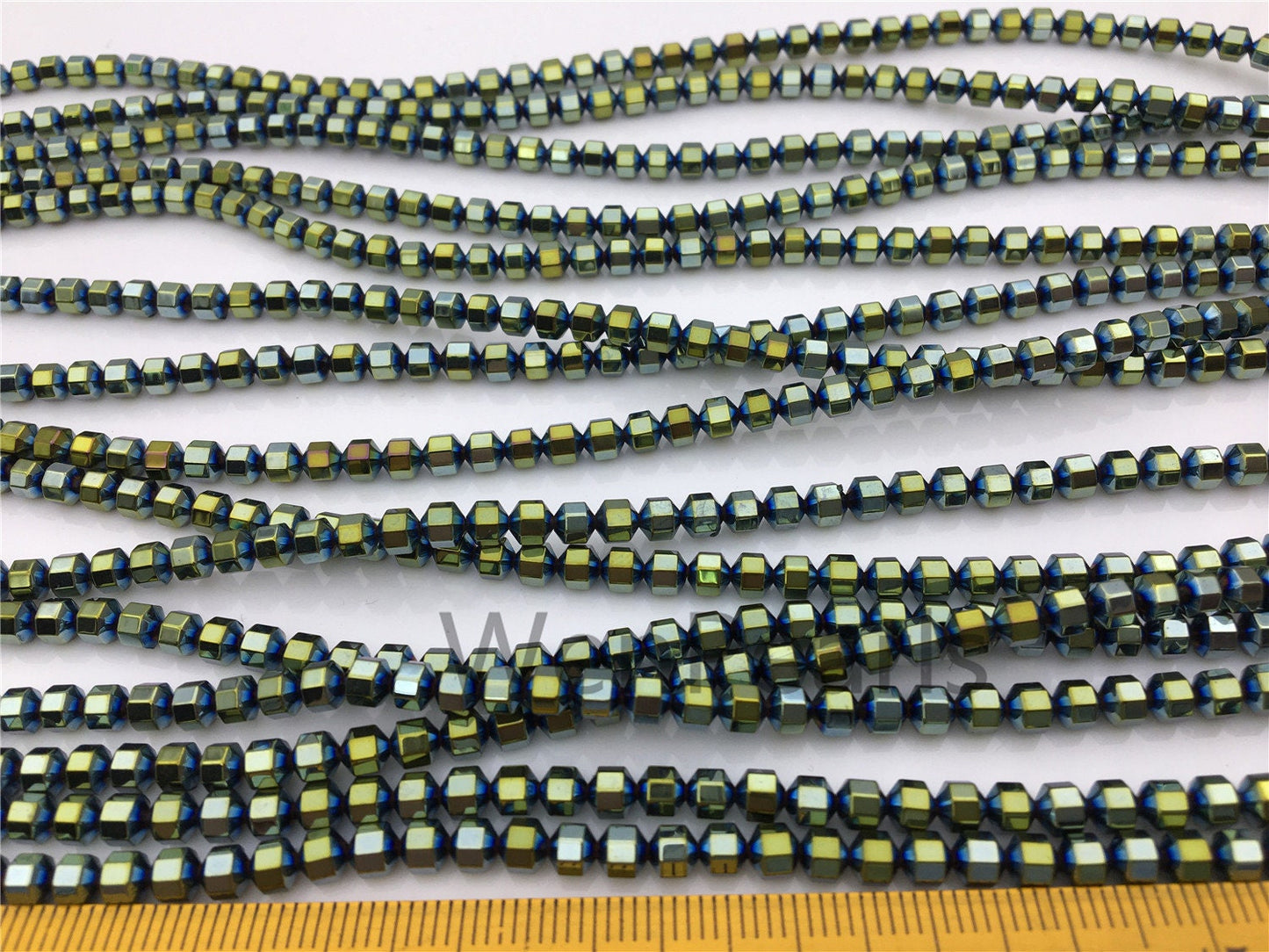 Hematite Green,faceted hexagon beads,AAA, 102 beads,15.5 inches,G50-OTH4-002-1