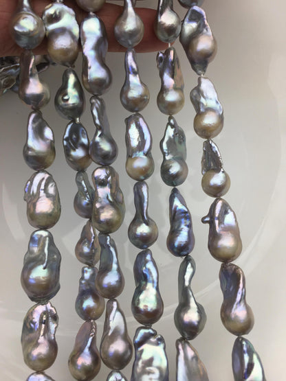 15.5'' AA+ 10-12mm gray flame ball pearl,FL15-2A-5-82