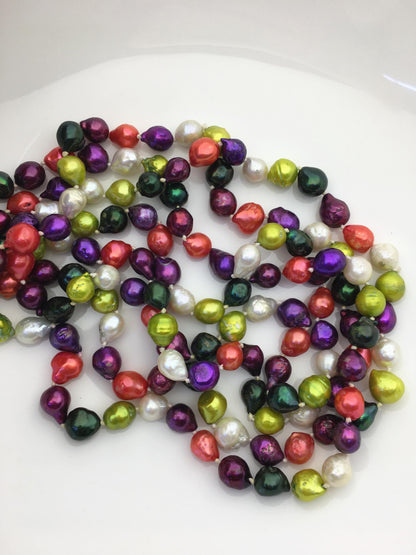 58'' AA 7-9mm misc color Tail Nuclear pearl Necklace,Wedding Necklace, Love, Mothers Day,Happiness,wholesale,NPN1-T4-1