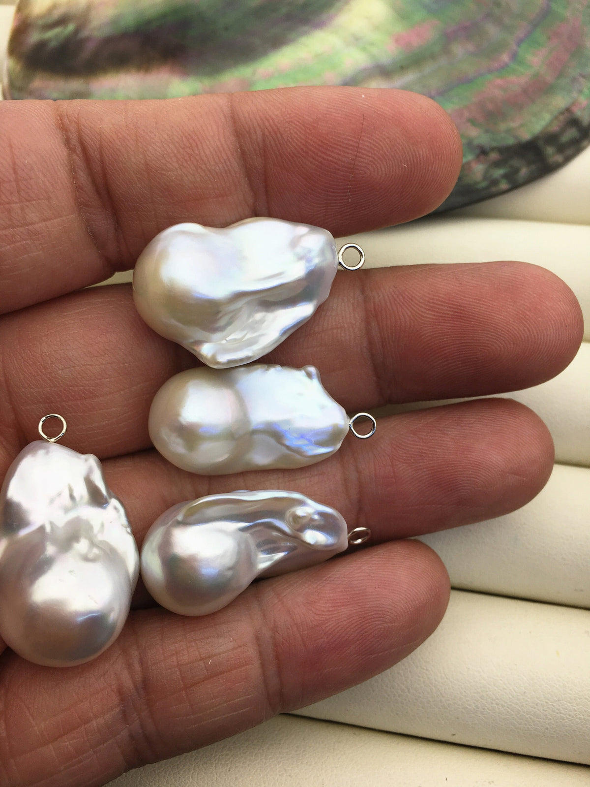 2pcs AA+ 14-16x25-30mm simple baroque pearl Feather pendant necklace,S925 Sterling silver pendant,NC1-041-17