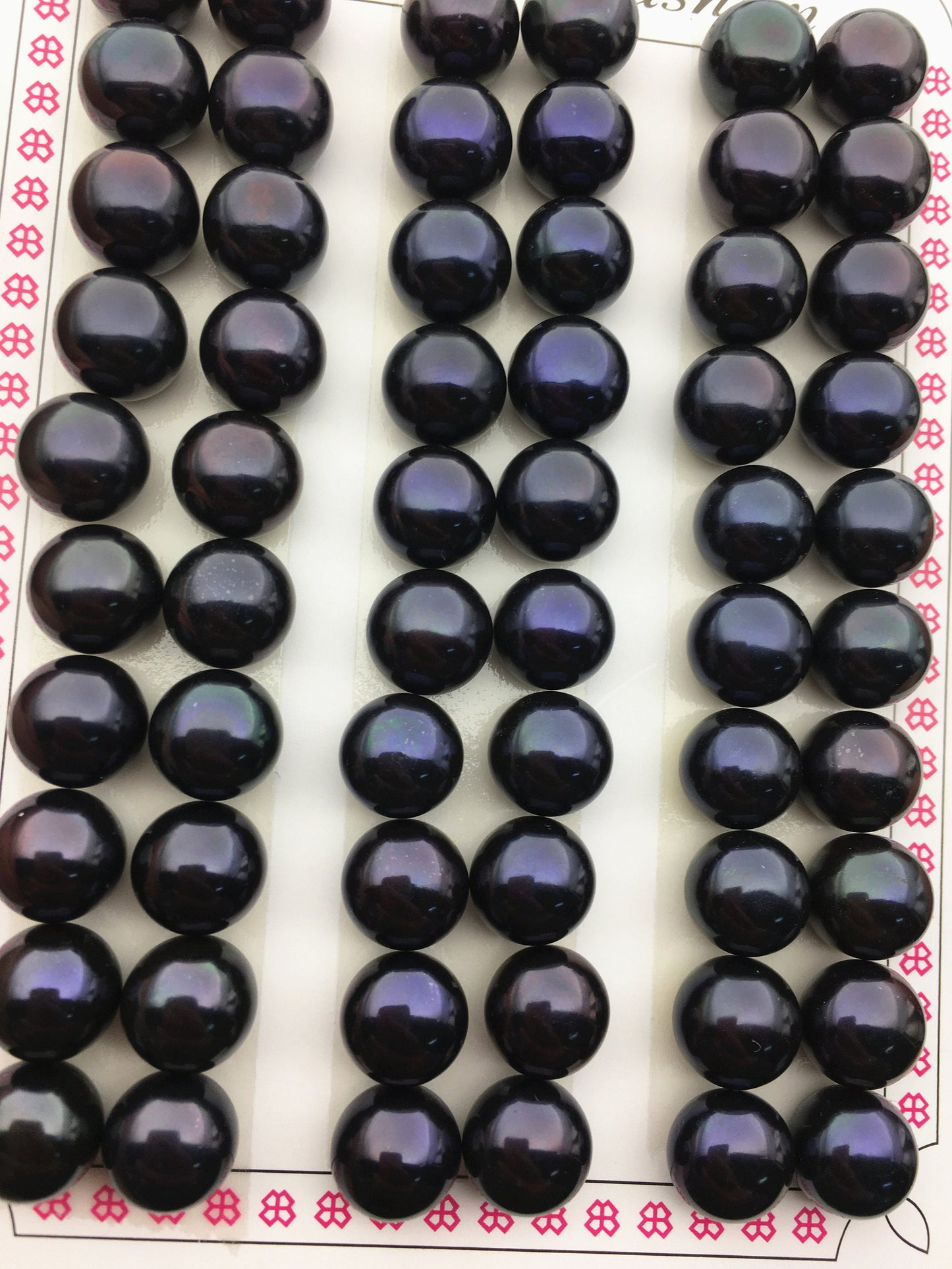 AAA 9.5-10mm black button round freshwater loose pearls pairs,half drilled,BTN9-T2