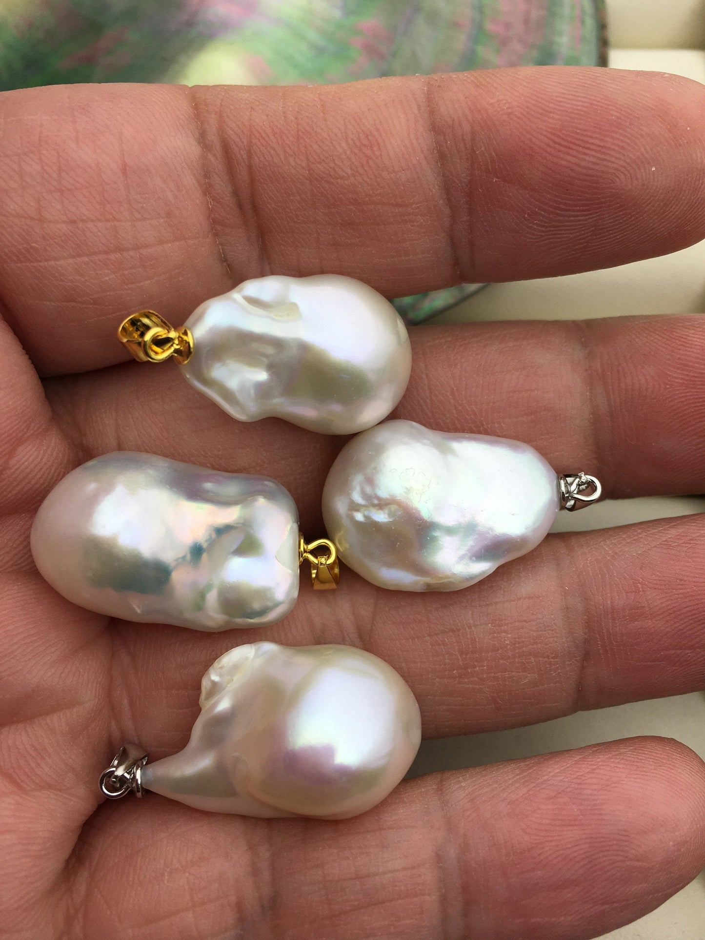1pc AAA/AA+ 14-15x20-25mm big white baroque pearl pendant necklace,S925 Sterling silver pendant,NC1-073