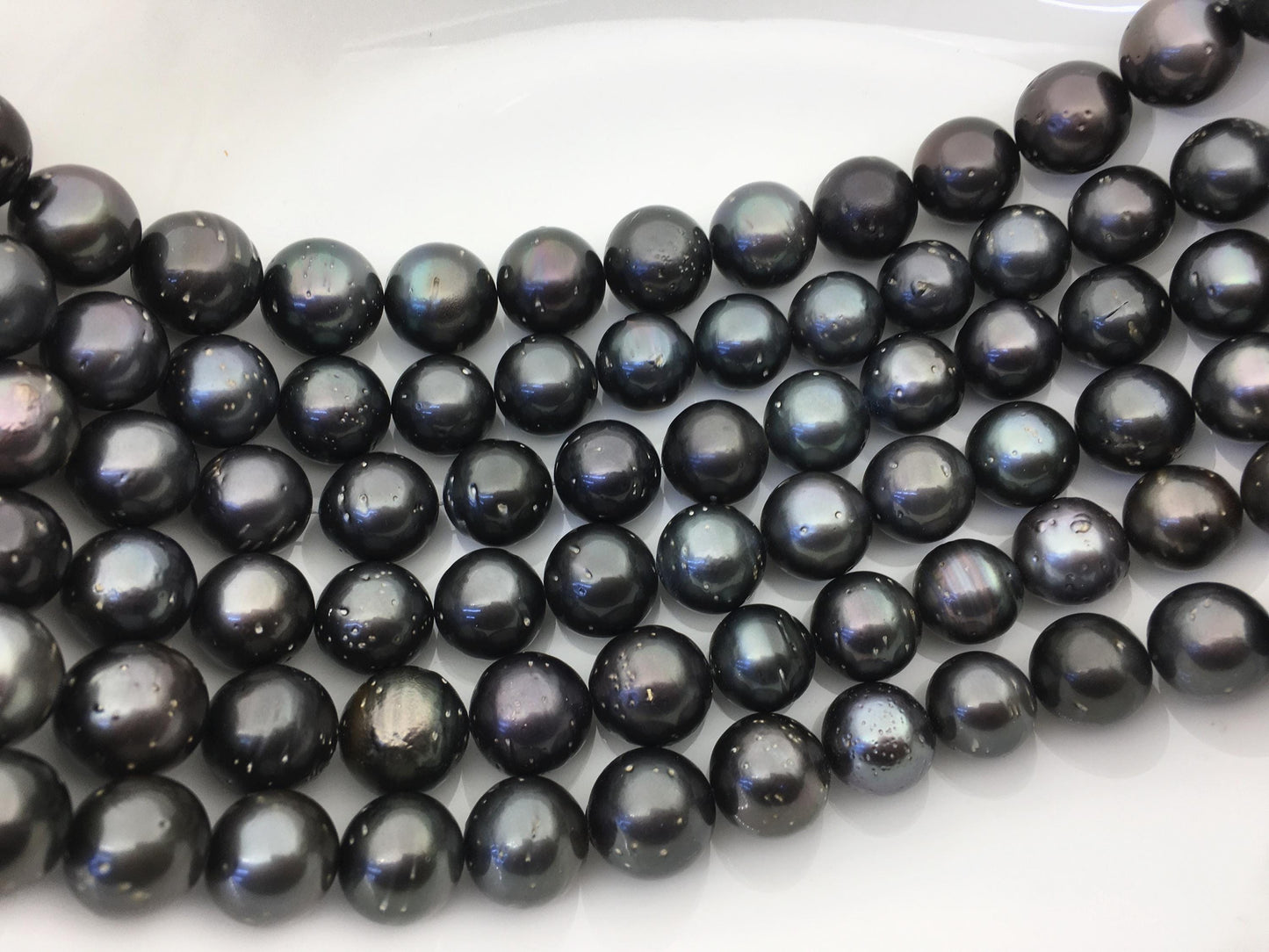 15.5'' A 13-15mm Black Round Shape tahitian pearl,TH12-2A-13-1