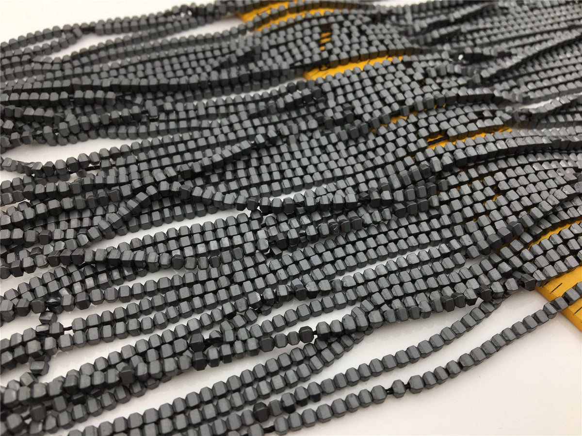 Hematite Gray Scrub beads ,2mmx2mm cube square Beads,AAA, 15.5 inches,G50-CU22-006-5