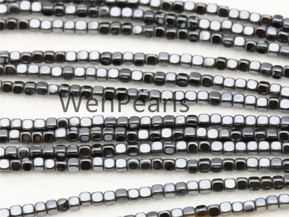 Hematite,2mmx2mm cube square Beads,AAA, 15.5 inches,G50-CU22-001
