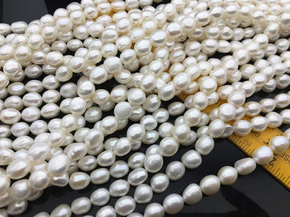 AAA+ 8.4-9.3mm white nugget freshwater pearls, high luster,baroque pearl necklace,LM9-T8