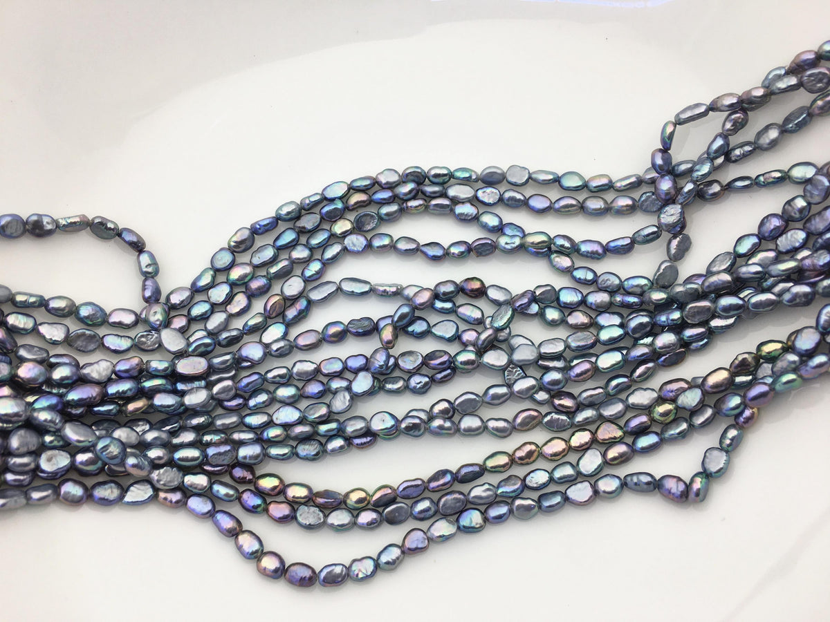 AAA- 4-5mm black blue nugget freshwater pearls,irregular nugget freshwater pearl strand,LM4-3A-6