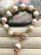 11mm white big pearl Tan leather HandMade bracelet,Leather Pearls Bracelet, Le21-002
