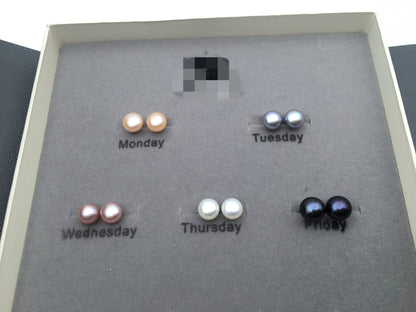 5pairs weekly AAA pearl stud earrings,Sterling Silver bridesmaid pearl earrings stud earrings,daily earrings,working day earrings,SE1-070