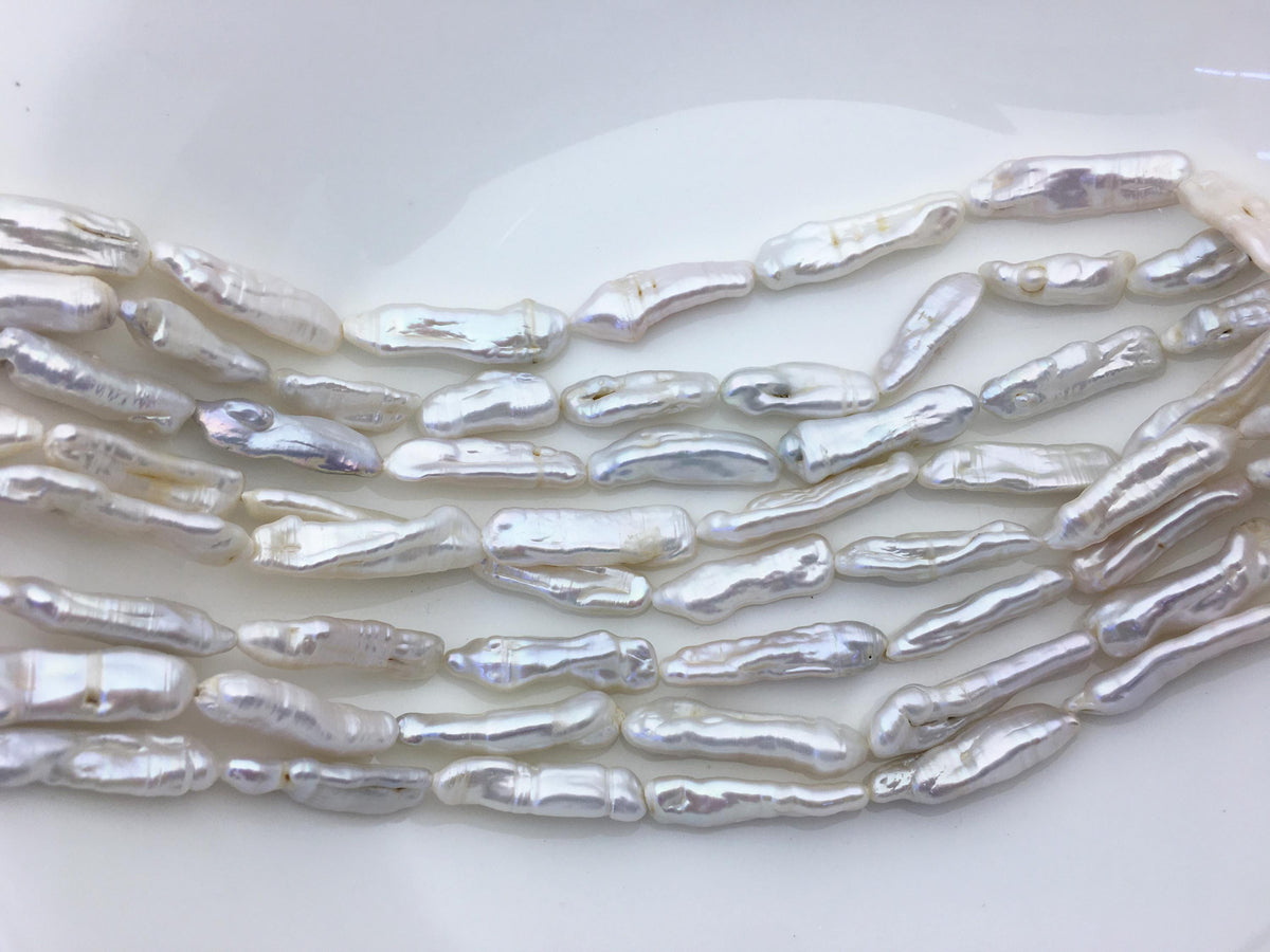 AA 6-9mm white Thick Keshi Biwa Pearl Necklace,ZS-200-120-5