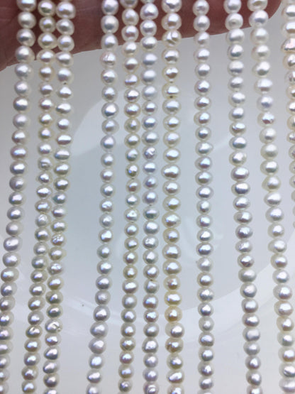 AA+ 3.5-4mm tiny white button pearls,full strand,Rondelle pearl Beads,white freshwater pearl,loose strands,SM3-2A-3
